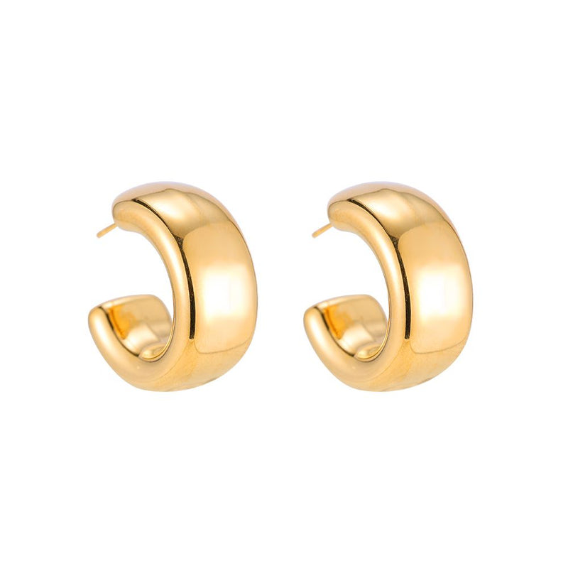 Große Kurve Edelstahl Ohrringe Gold