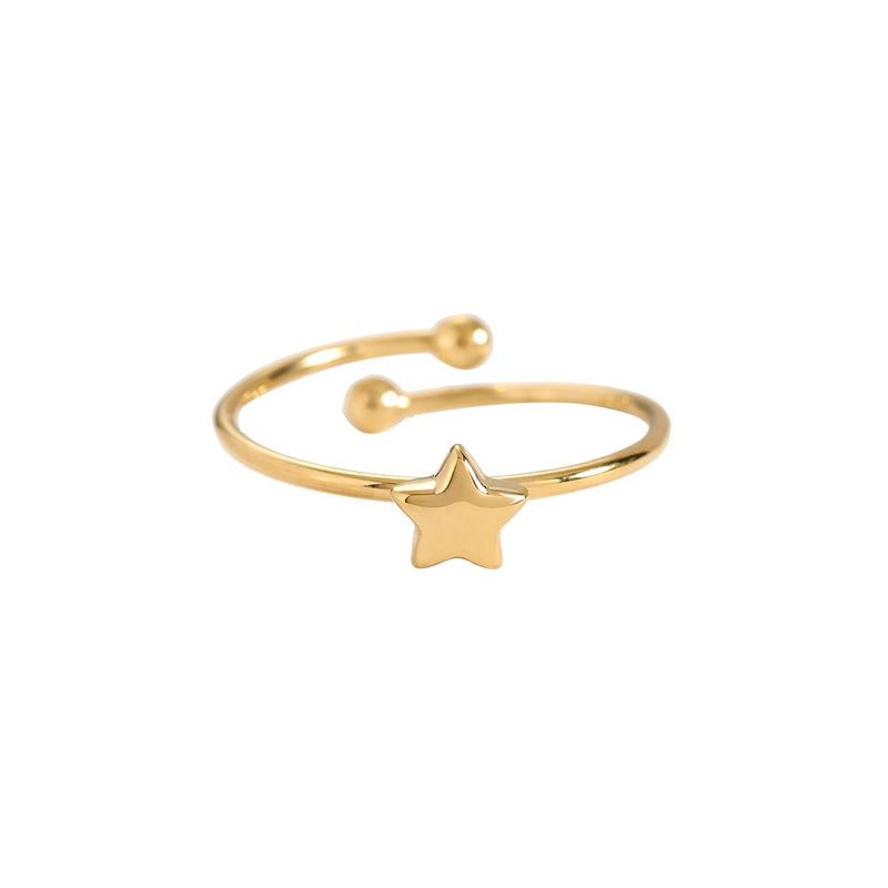 Simple Star Edelstahl Ring Gold