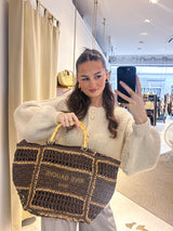 Geflochtener Bast-Shopper Braun