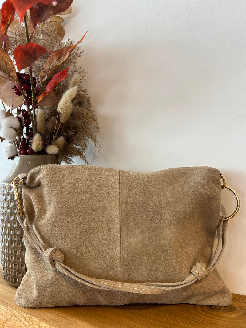 Eckige Schultertasche Taupe