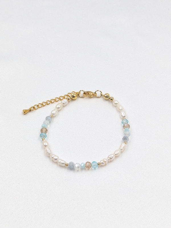 Beads By Brown Armband mit großen Süßwasserperlen Turquoise Blue - Gold