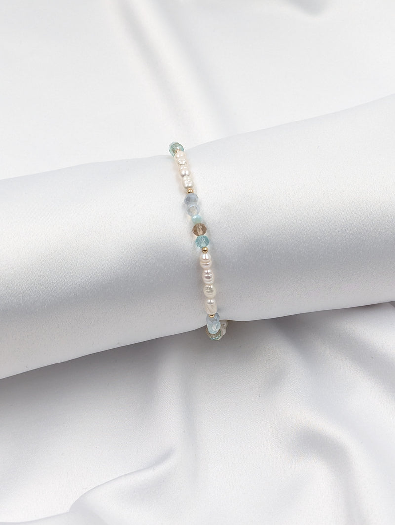 Beads By Brown Armband mit großen Süßwasserperlen Turquoise Blue - Gold