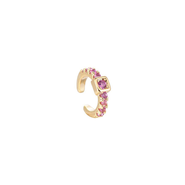Middle Square Vergoldeter Earcuff Gold/Pink
