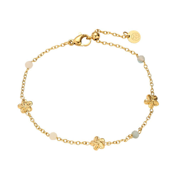 Flower Ball Edelstahl Armkette Gold