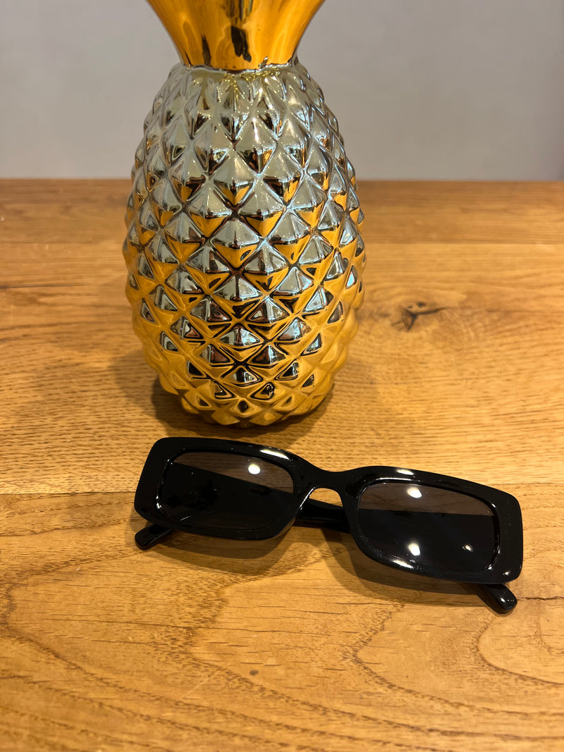 Schmale Sonnenbrille Eckig Schwarz