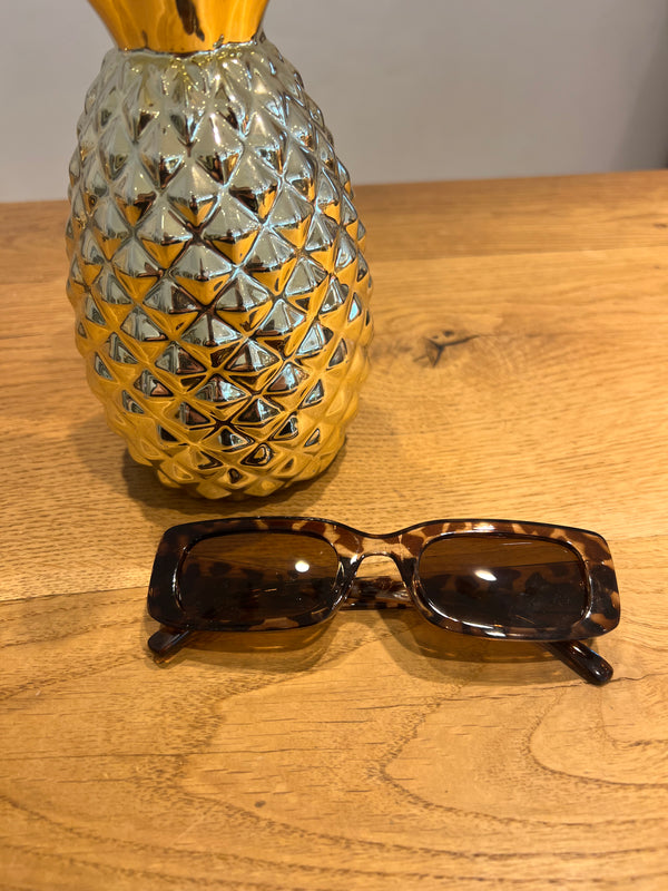 Schmale Sonnenbrille Eckig Leo Beige