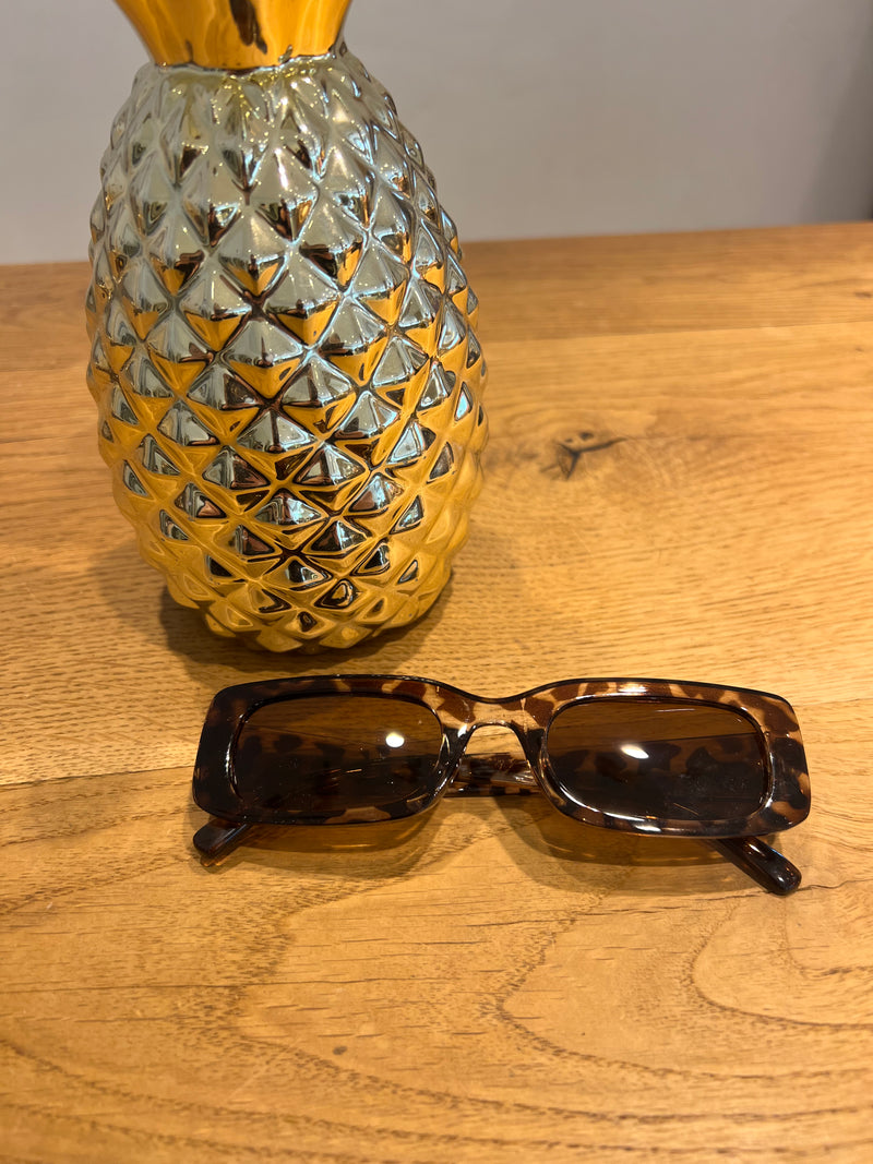 Schmale Sonnenbrille Eckig Leo Beige