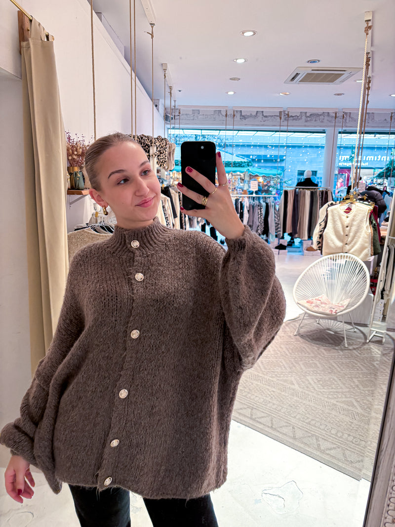 Oversized Strickjacke Hellbraun