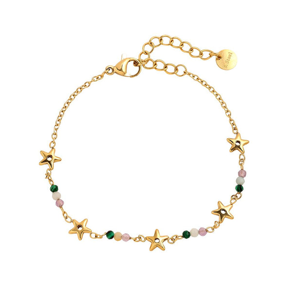 Flower Pearl Edelstahl Armkette Gold