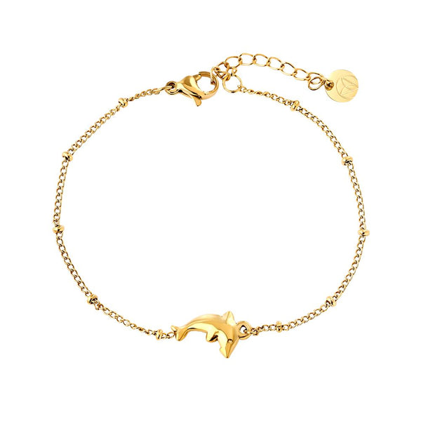 Nice Dolphin Edelstahl Armkette Gold