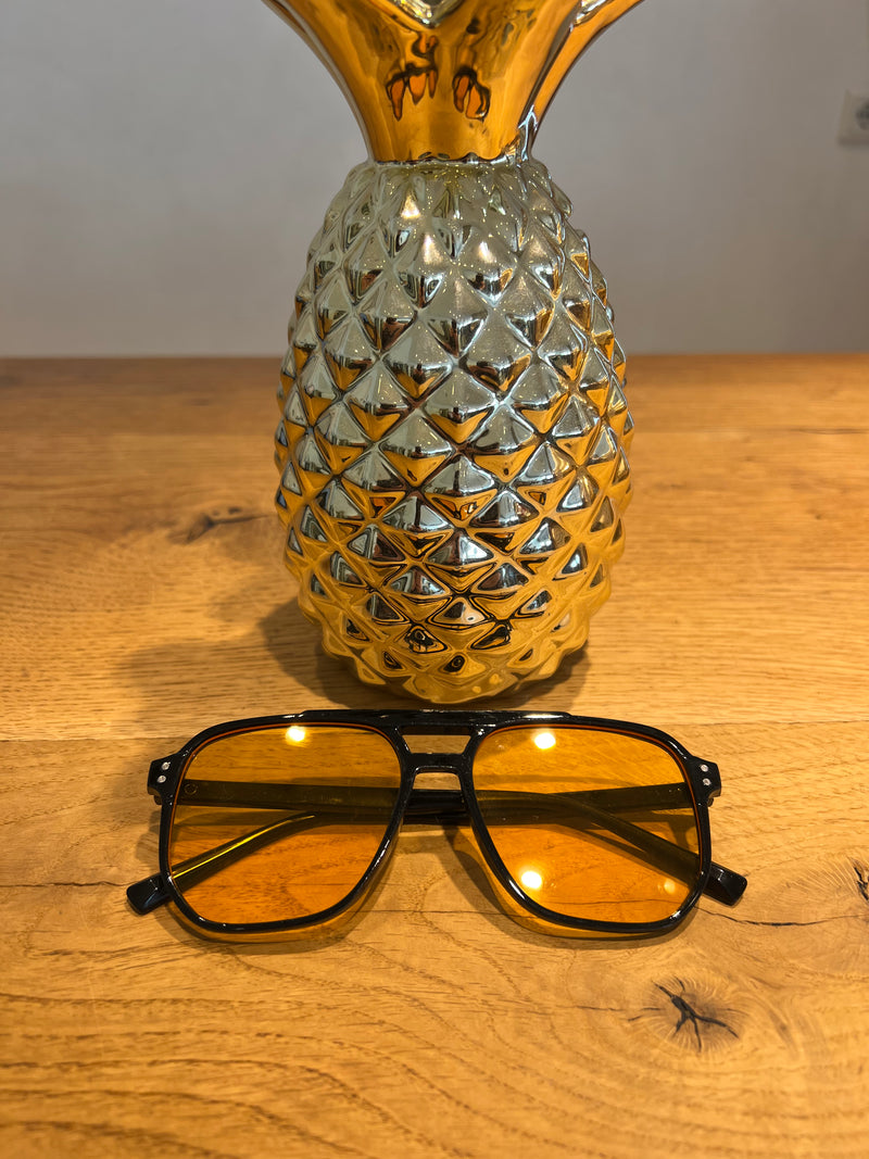 Sonnenbrille Eckig Schwarz/Gelb