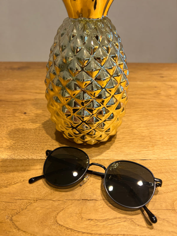 Sonnenbrille Rund Schwarz