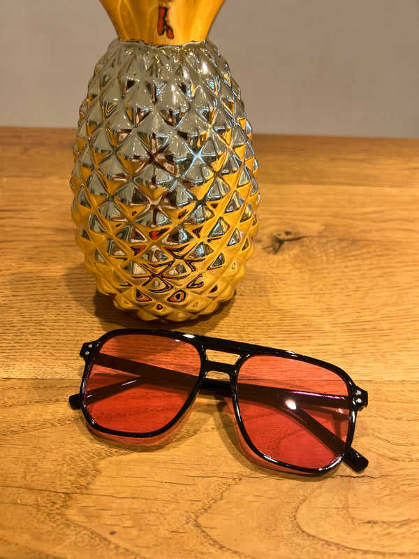 Sonnenbrille Eckig Schwarz/Pink