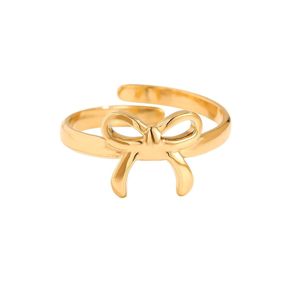 Nice Bowtie Edelstahl Ring Gold