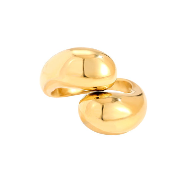 Two Drops Edelstahl Ring Gold