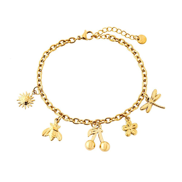 Many Charms stainless steel bracelet Gold