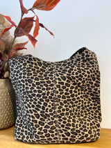 Shopper mit Leomuster Beige