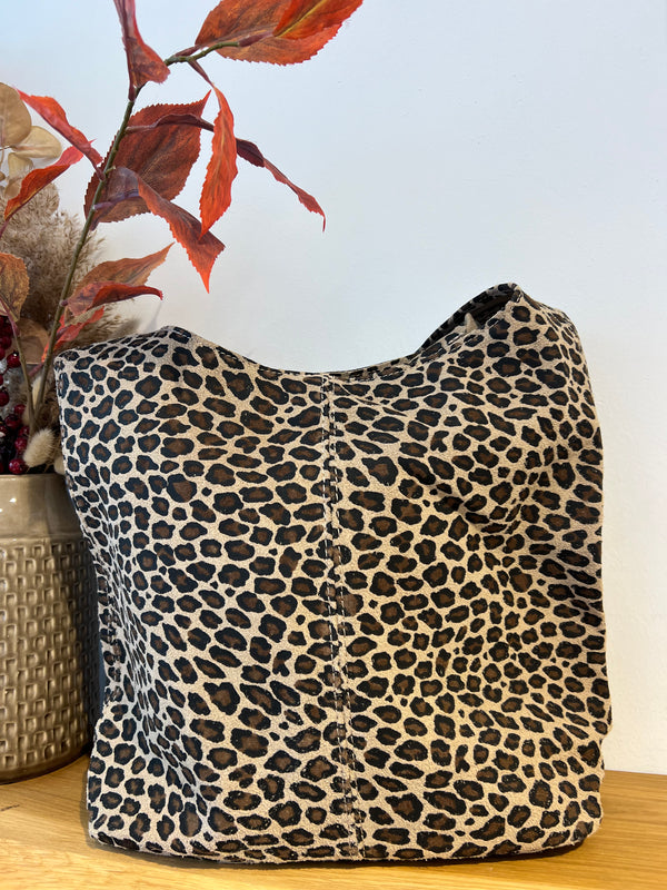 Shopper mit Leomuster Beige