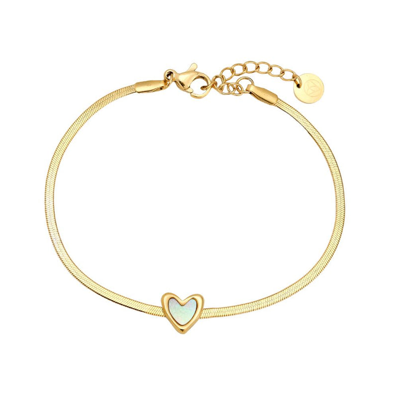 Shell Heart Edelstahl Armband Gold