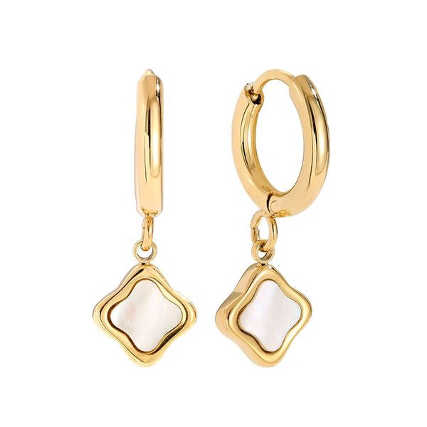 Shell Clover Edelstahl Ohrringe Gold