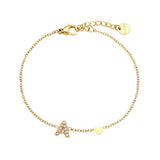 Nice Diamond 26 Alphabet Edelstahl Armband „A“ Gold