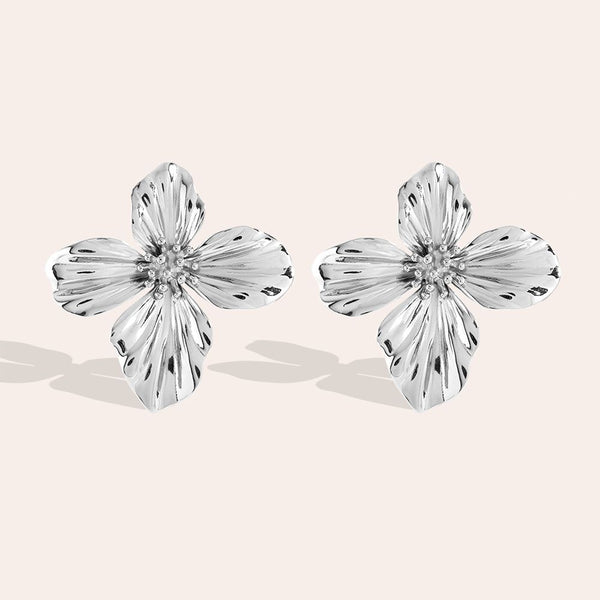 Cute Flower Edelstahl Ohrringe Silber