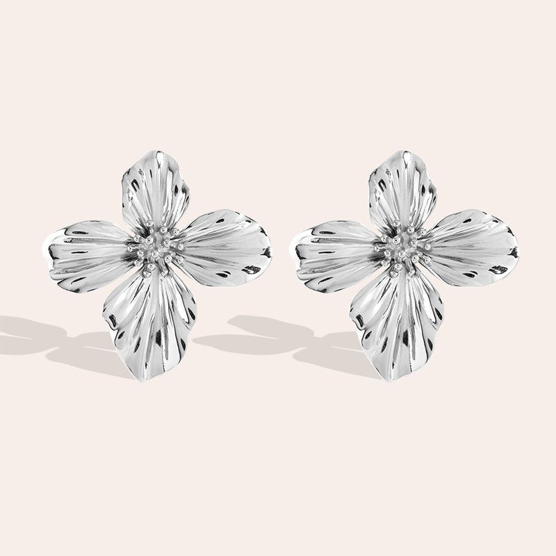 Cute Flower Edelstahl Ohrringe Silber