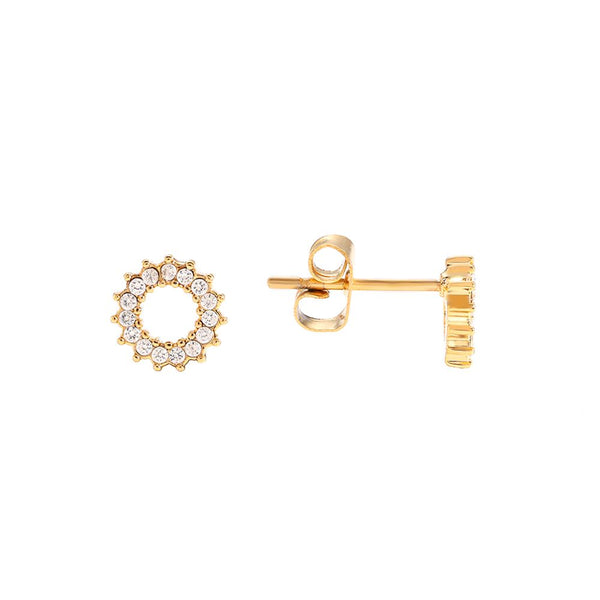 Cycle Flower Diamond Edelstahl Ohrringe Gold