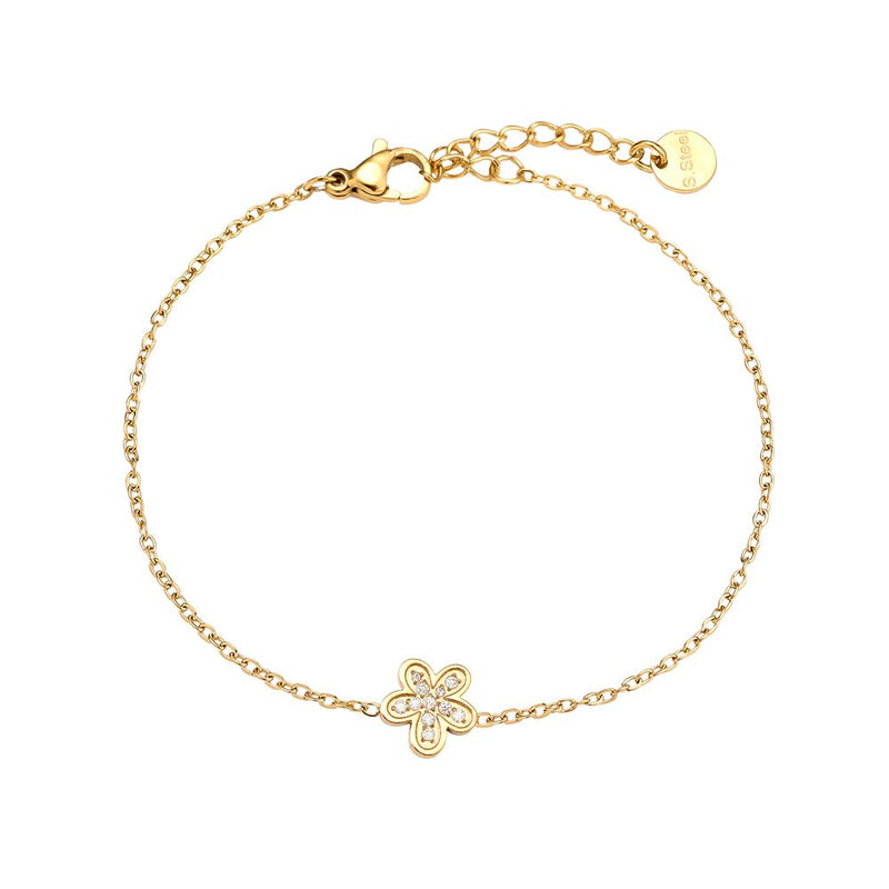 Sweet Diamond Flower Edelstahl Armkette Gold