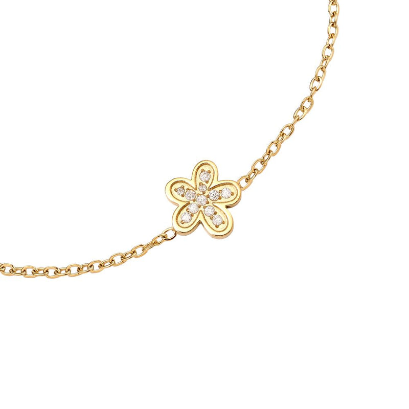Sweet Diamond Flower Edelstahl Armkette Gold