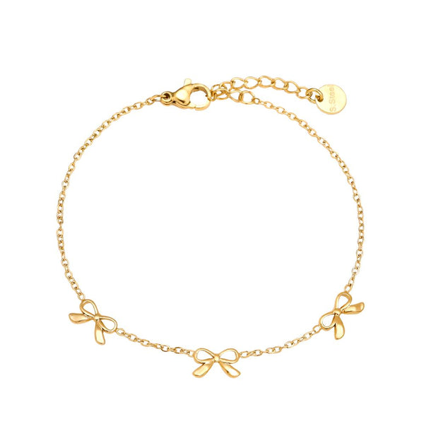 Tiny Bowtie Edelstahl Armkette Gold