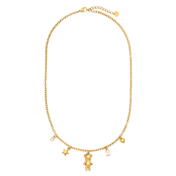 Sweet Bear And Charms Edelstahl Halskette Gold