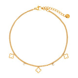Clover And Diamond Dots Edelstahl Fußkette Gold