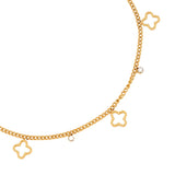 Clover And Diamond Dots Edelstahl Fußkette Gold