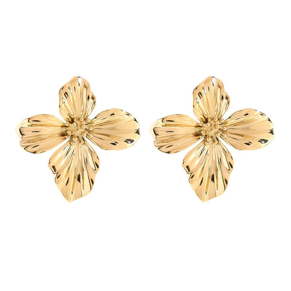 Cute Flower Edelstahl Ohrringe Gold