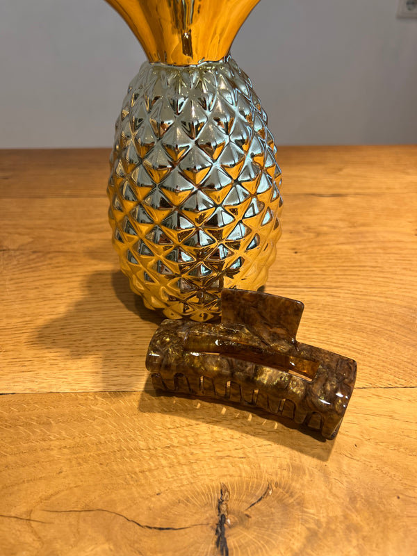 Große Haarklammer Braun Shiny