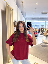 Beja Heavy Oversized Tee Washed Burgundy Red
