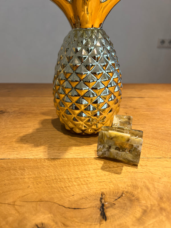 Kleine Haarklammer Olive/Weiß