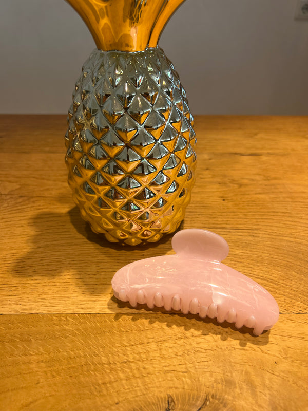 Große Haarklammer Oval Rosa Meliert