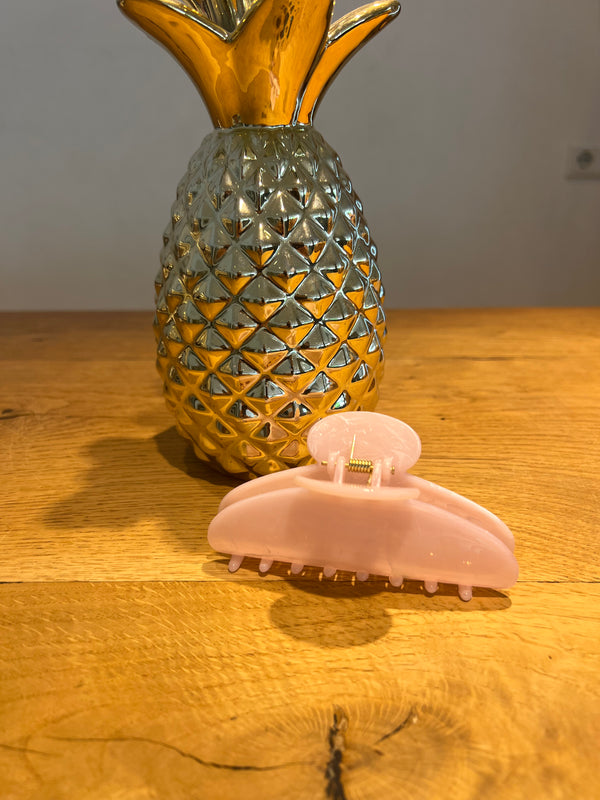 Große Haarklammer Oval Rosa Meliert