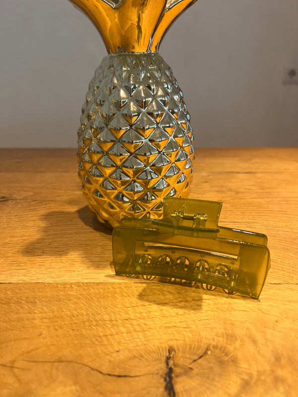 Große Haarklammer Clear/Olive