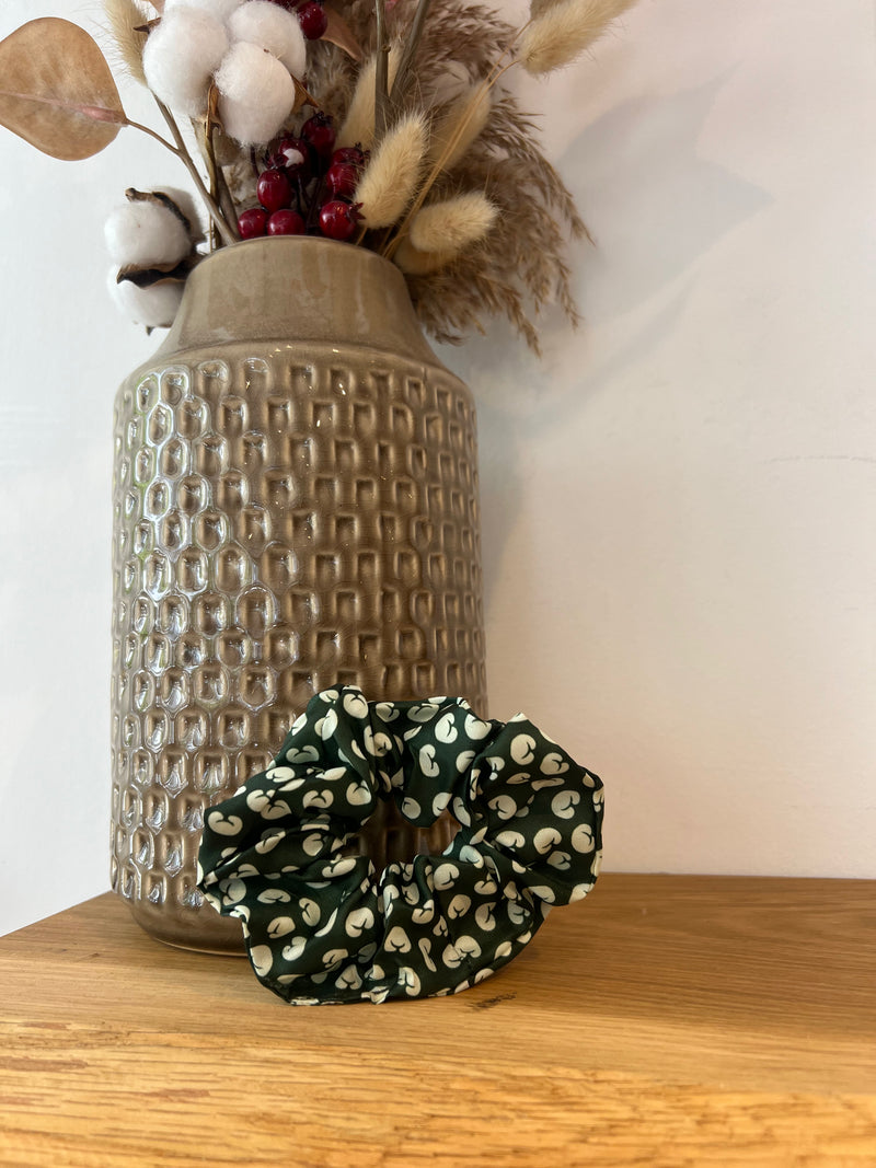 Scrunchie mit Muster Olive/Beige