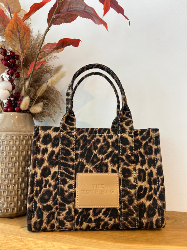 Tote Bag mit Leomuster Camel