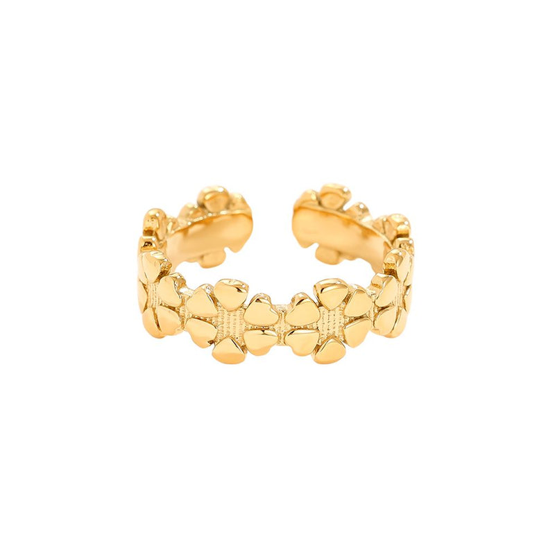 Many Flowers Edelstahl Ring Gold