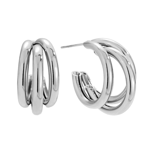 Three Hoop Edelstahl Ohrringe Silber