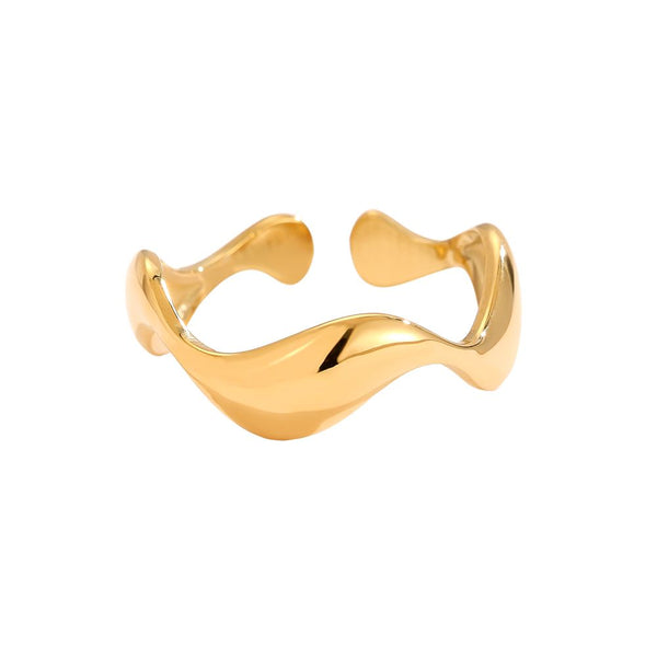 Many Waves Edelstahl Ring Gold