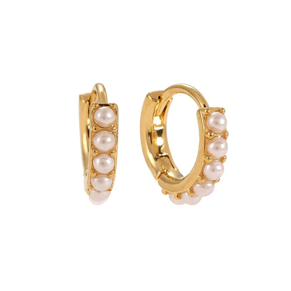 Mini Pearl Ring Edelstahl Ohrringe Gold
