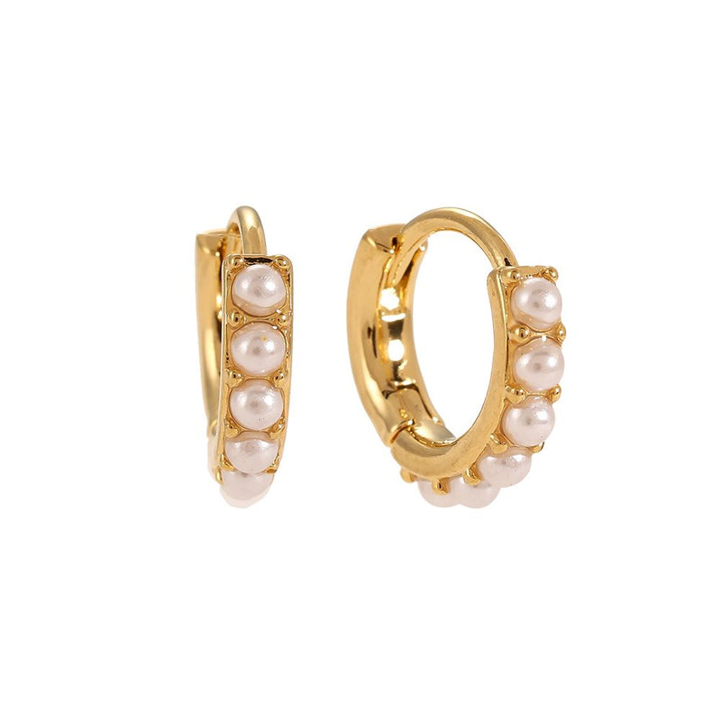 Mini Pearl Ring Edelstahl Ohrringe Gold