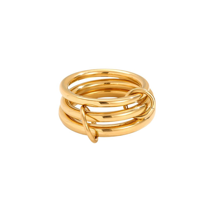 Pro Simple Three Layer Ring Set Edelstahl Ring Gold
