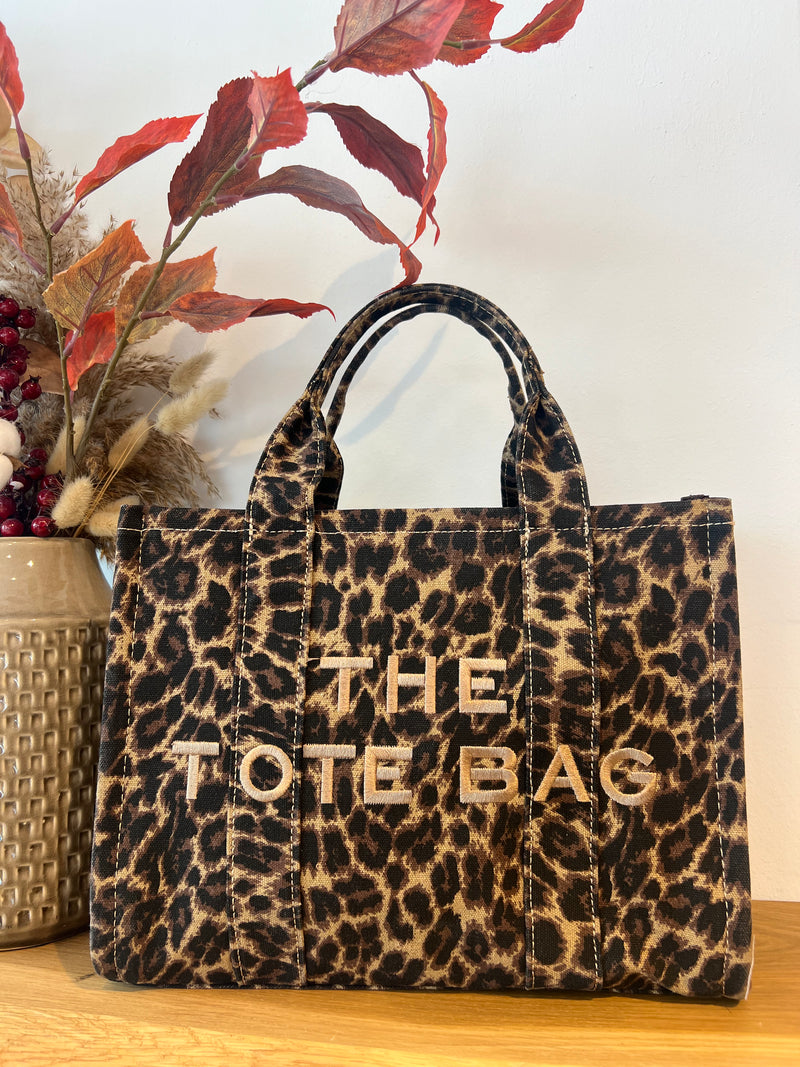 Große Tote Bag mit Leomuster Camel